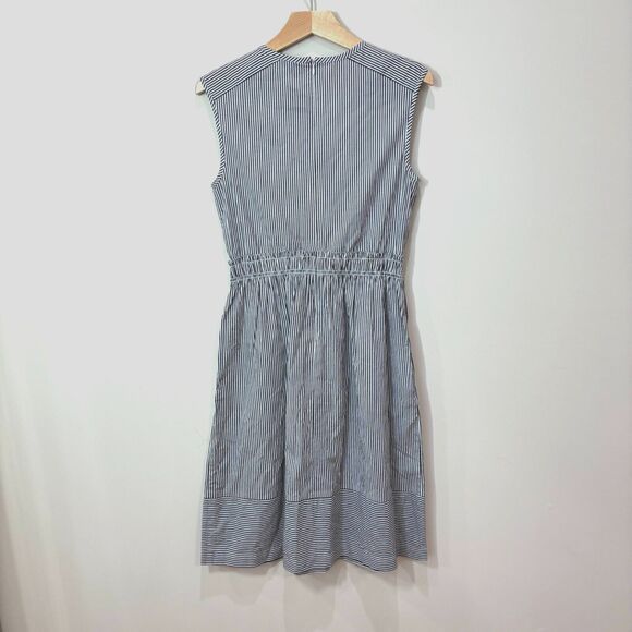J Crew Striped Cotton Dress Size 2 Gray White Classic Preppy - Picture 7 of 11